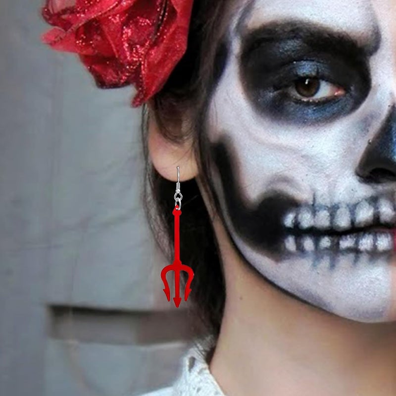 PEALICIOUS Spooky Halloween Earrings for Women Skeleton Earrings Dangle with Pumpkin Vintage Acrylic Witch Earrings for Gothic Devil Jewelry as Halloween Accessories Christmas Gifts - Image 2
